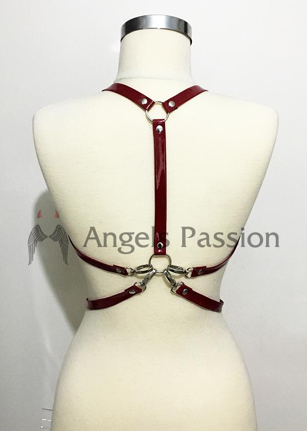 Göğsü Üçgen Detaylı Bordo Harness