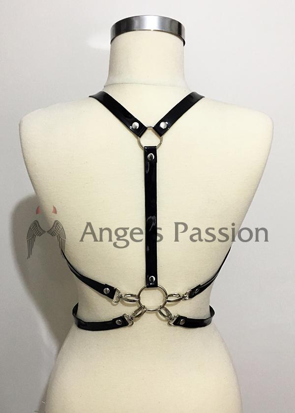 Göğsü Üçgen Detaylı Siyah Rugan Harness  APFT110SR